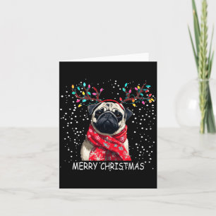 Womens Pug Dog Xmas Santa Hat F Christma Long Slee Card