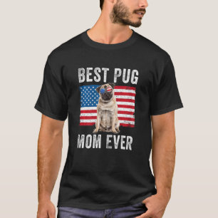 Womens Pug Mum Usa American Flag Dog Owner Christ T-Shirt