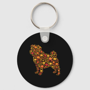 Womens Pug Thanksgiving Dog Lover Fall Coffee Pump Key Ring
