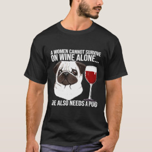 Womens Pug Wine Lover For Her T-Shirt