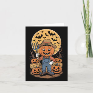 Womens Pumpkin Farmer Halloween Costume For Boys G Card