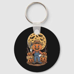 Womens Pumpkin Farmer Halloween Costume For Boys G Key Ring