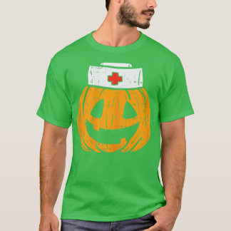 Womens Pumpkin Nurse Funny Scary Halloween Costume T-Shirt
