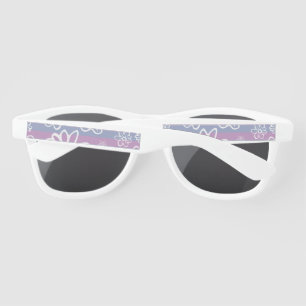 Women's Purple And White Floral, White Sunglasses