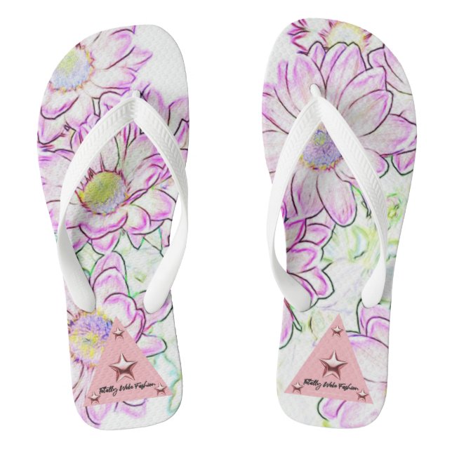 Women's Purple Floral Adult Flip Flops (Footbed)