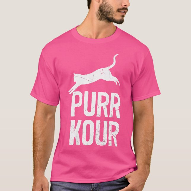 Womens Purrkour Funny Jumping Cats Parkour Gear T-Shirt (Front)