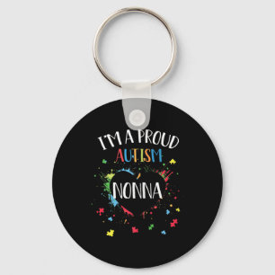 Womens Puzzle Heart Im A Proud Autism Nonna Autism Key Ring