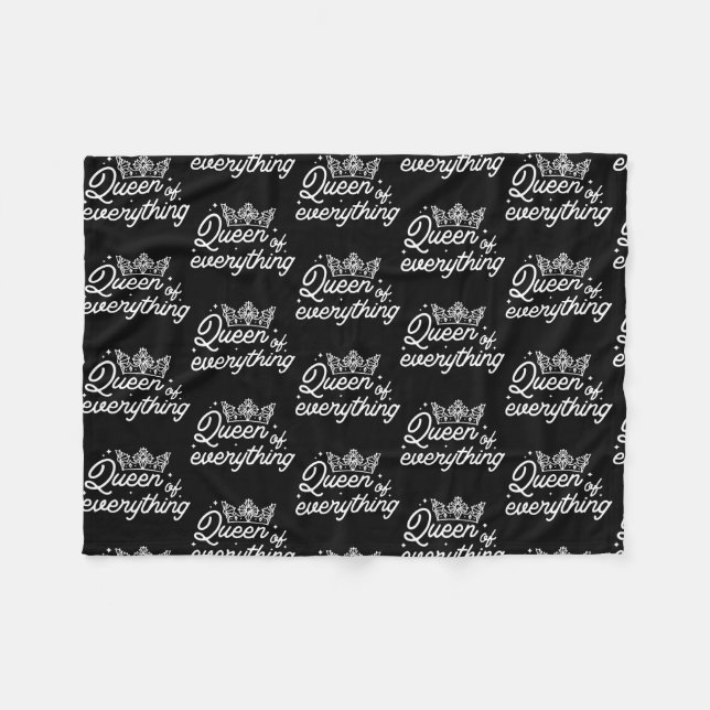 Womens Queen of everything Gift Girl Crown Women Fleece Blanket (Front (Horizontal))