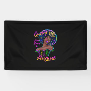 Womens Queens Are Born In August Birthday Black Banner