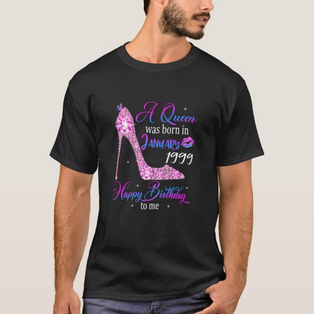 Womens Queens Are Born In January 1999 23Th Birthd T-Shirt (Front)