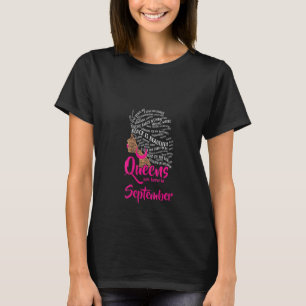 Womens Queens Are Born In September Funny Black Wo T-Shirt