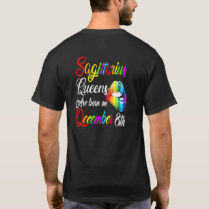 Womens Queens Are Born On December 8th Rainbow Lip T-Shirt