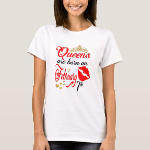 Womens Queens Are Born On February 7th Aquarius Bi T-Shirt