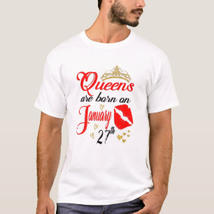 Womens Queens Are Born On January 27th Aquarius Bi T-Shirt