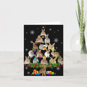 Womens Rabbit Christmas Tree Snow Funny Rabbit Xma Card