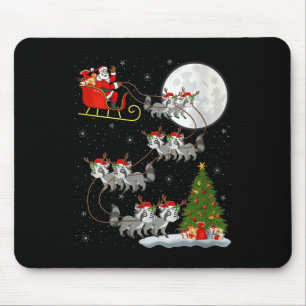 Womens Raccoon Santa Sleigh Flying Funny Magical C Mouse Pad