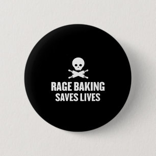 Womens Rage Baking Saves Live Skull Funny Baker Co 6 Cm Round Badge