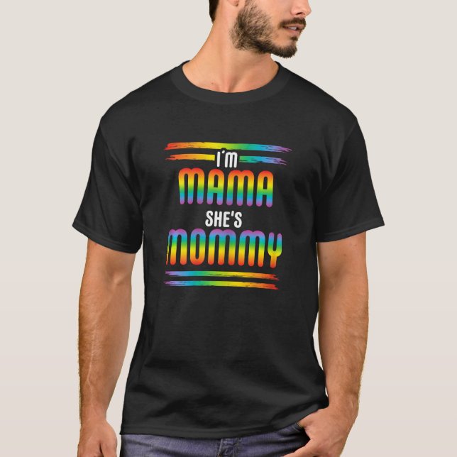 Womens Rainbow LGBT Flag Gay Pride Month I M MAMA  T-Shirt (Front)