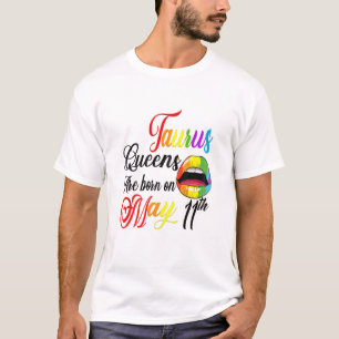 Womens Rainbow Lip Queens Are Born On May 11Th Tau T-Shirt