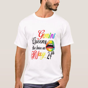 Womens Rainbow Lip Queens Are Born On May 24Th Gem T-Shirt