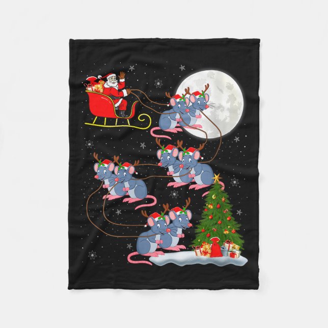 Womens Rat Rodents Santa Sleigh Flying Funny Magic Fleece Blanket (Front)