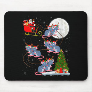 Womens Rat Rodents Santa Sleigh Flying Funny Magic Mouse Pad