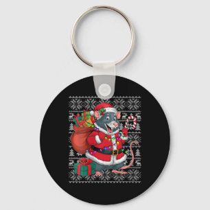 Womens Rat Xmas Sweater Style Ugly Santa Rat Chris Key Ring