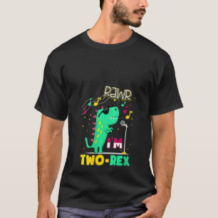 Womens Rawr I'm Two Rex 2nd Birthday Boys 2 Years T-Shirt