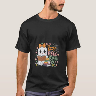 Womens Read More Booooks Ghost Book Lover Cute Lib T-Shirt