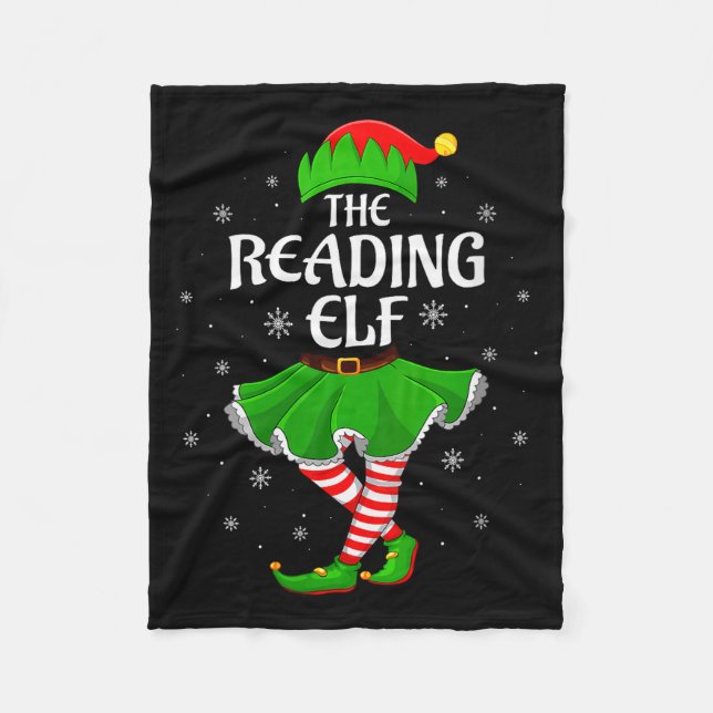 Womens Reading Elf Christmas Family Girls Women El Fleece Blanket (Front)
