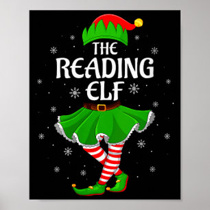 Womens Reading Elf Christmas Family Girls Women El Poster