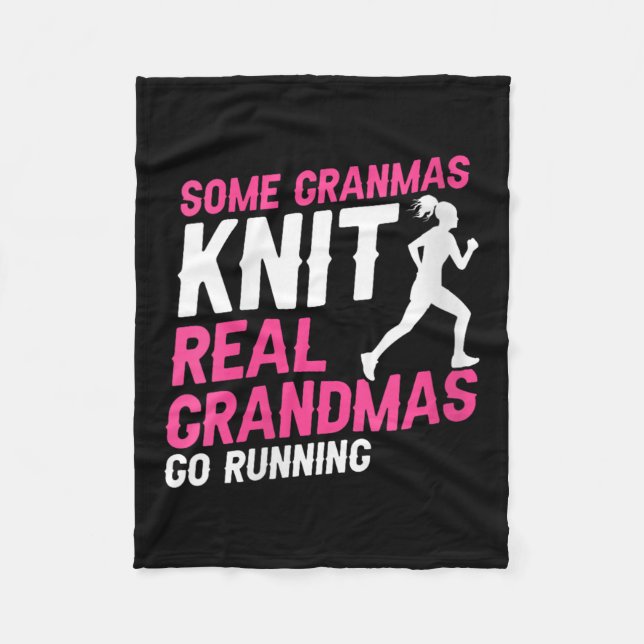 Womens Real Grandmas Who Run Funny Athletic Senior Fleece Blanket (Front)