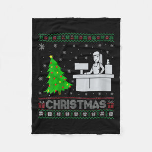 Womens Receptionist Xmas Tree Lighting Ugly Christ Fleece Blanket