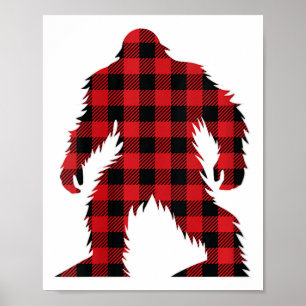 Womens Red Buffalo Plaid Bigfoot Matching Family C Poster