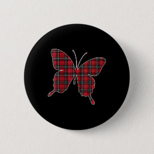 Womens Red Buffalo Plaid Butterfly Matching Family 6 Cm Round Badge