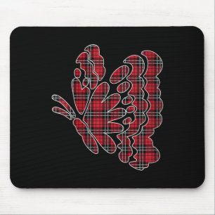 Womens Red Buffalo Plaid Butterfly Matching Family Mouse Pad
