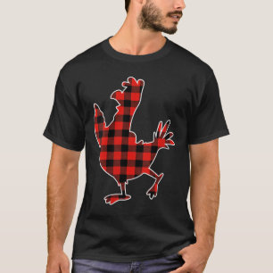 Womens Red Buffalo Plaid Pajama Chicken Merry Chri T-Shirt