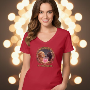 Women's Red Fur Ever Friend Pet Valentine'S Day T-Shirt
