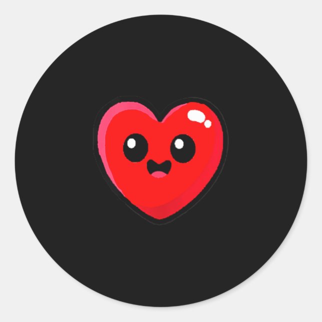 Women's Red Heart Funny Cute Design For Men Women  Classic Round Sticker (Front)
