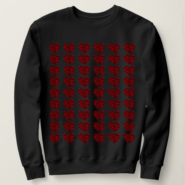 Women's Red Hearts Black Sweatshirt (Design Front)