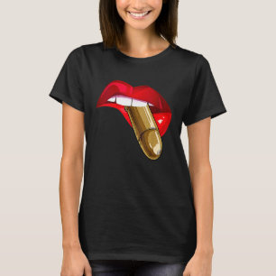 Womens Red Lip Not A Pepper Spray Kind Of Girl T-Shirt