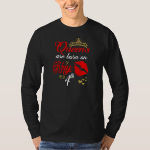 Womens Red Lips Queens Are Born On May 4th Taurus  T-Shirt