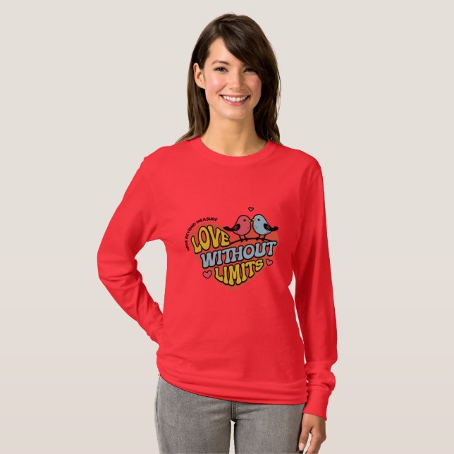 Women's Red "Love Without Limits" Graphic  T-Shirt (Front Full)