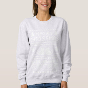 Women's Red Meowy Christmas Holiday Cat Sweater