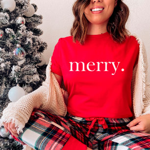  Women's Red Merry Christmas Holiday T-Shirt