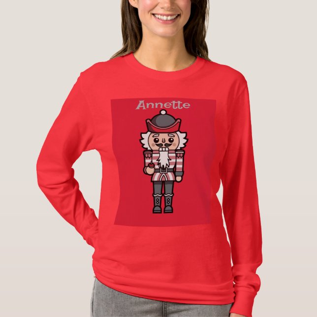 Women's Red Nutcracker Christmas T-Shirt (Front)