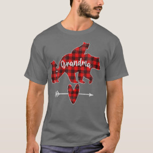 Womens Red Plaid Grandma Bear, Red Buffalo Plaid G T-Shirt