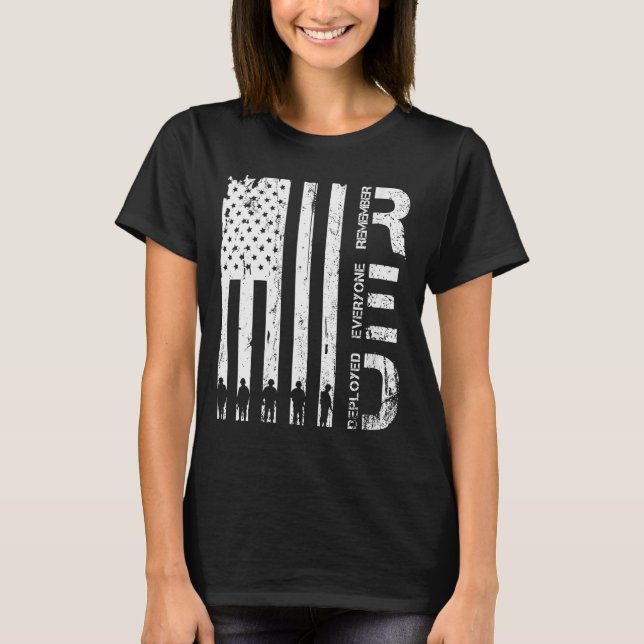 Womens Red Remember Everyone Deployed Military Fri T-Shirt (Front)