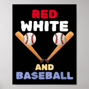 Women's red white and baseball patriotic bat ball poster