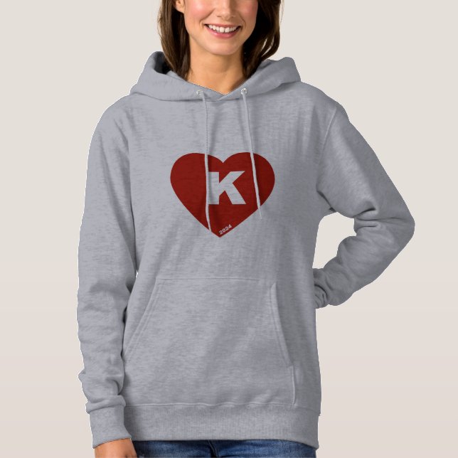 Women's Red & White K-Heart Hoodie (Front)